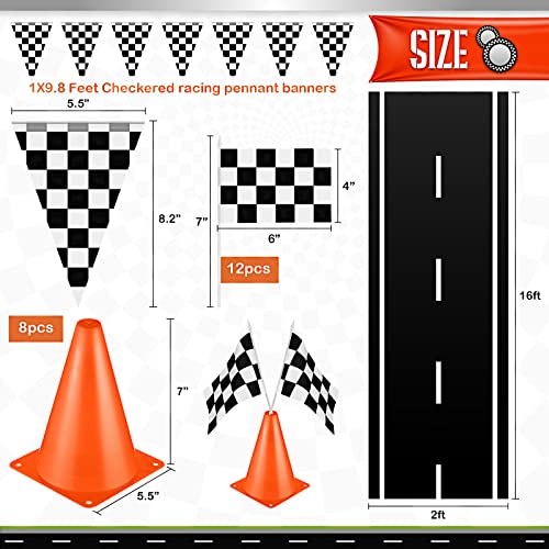 Race Car Party Supplies Set with Track, Flags & Cones - Kids Event Decorations