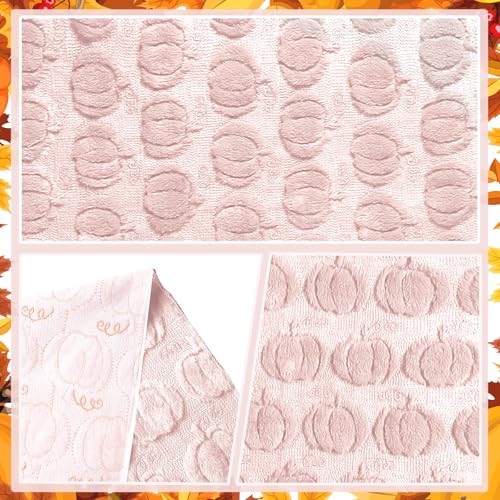 Fall Table Runner 3D Faux Fur Pumpkin & Pink - Seasonal Harvest Decor