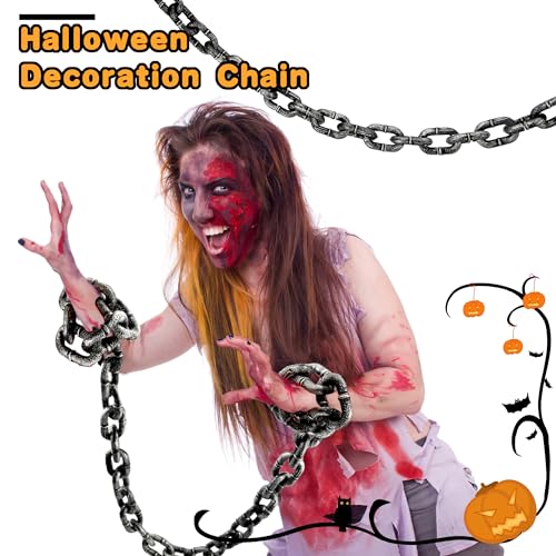 Halloween Plastic Chain Set - 5 Pack 6-Foot Fake Chains for Costume & Party Decor