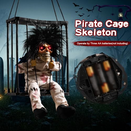 Halloween Animated Scary Skull Prisoner Decoration with Motion Sensor - White
