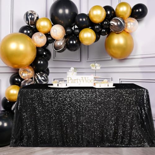 Black Sequin Rectangular Tablecloth 60x102 Inches Glitter Wedding Party Decor - MoKoHouse