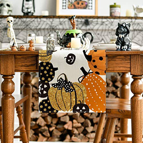 Halloween Table Runner 13x72 Inch Orange Party Decor Durable Polyester