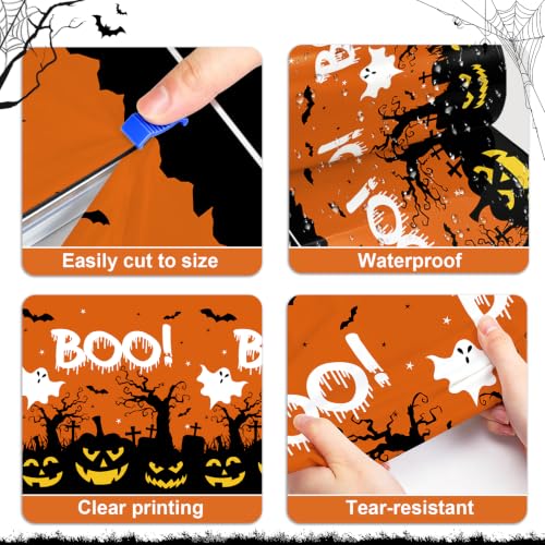 Halloween Plastic Table Cover Roll 54ft x 160ft with Cutter Box - Spider Web Design, Cut to Size