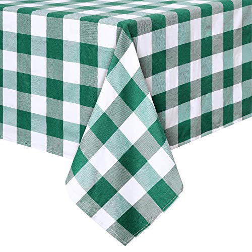 Green and White Plaid Easter Tablecloth - 120x56 Inches Rectangular St. Patrick's Day Decor