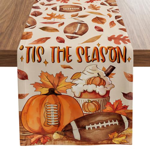 Fall Football Table Runner 13x72 Inch Autumn Seasonal Home Decor