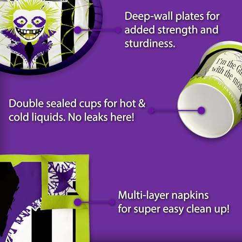 Halloween Ghost Tableware Set for 16 - Beetlejuice Party Supplies - Variation of THIS listing