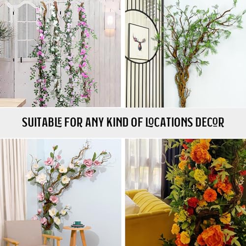 63-Inch Faux Tree Trunk Branch Wall Hanging with Vines for Decor