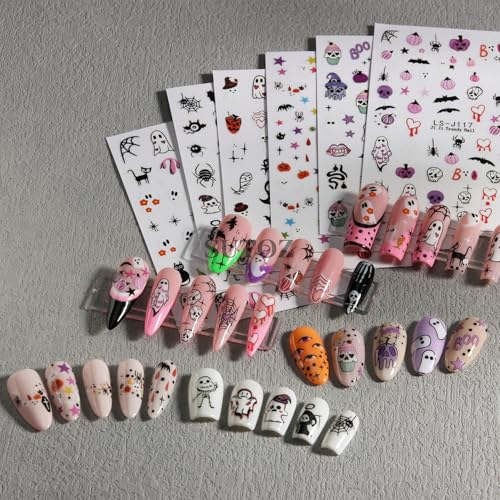 Halloween Nail Art Stickers 3D Self-Adhesive Ghost Pumpkin Skull Design - Style 3