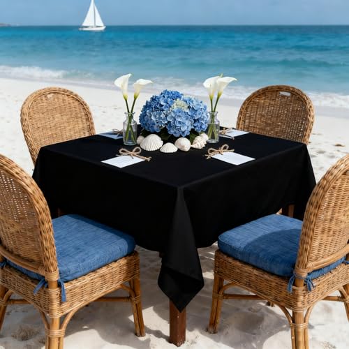 Black 70x70 Inch Square Tablecloth - 8 Pack, Reusable Polyester, Elegant Dining