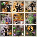 Halloween Window Clings Set Reusable Spooky Decals for Glass - Pumpkins Ghosts Bats