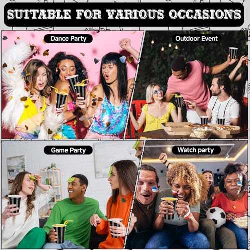 Black Plastic 16oz Disposable Party Cups - 100 Pack, Suitable for Events & Outdoor Gatherings