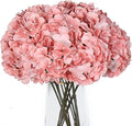 Artificial Hydrangea Bouquet - Light Coral Pink, 2 Arrangements with 5 Big Heads for Wedding & Home Decor