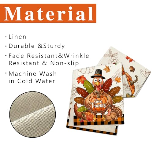 Thanksgiving Table Runner 13x108 Inches - Fall Decor, Turkey & Pumpkin Design