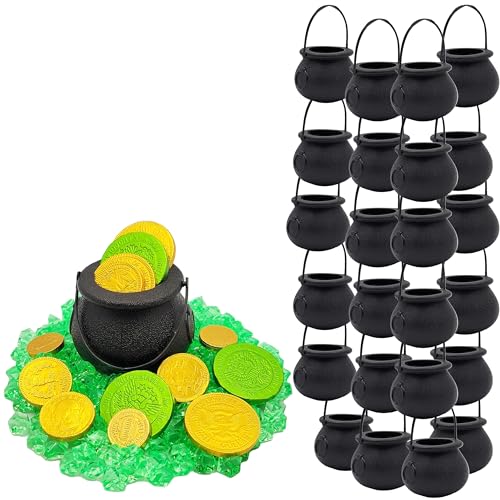 48-Pack Black Candy Cauldron Kettles for Party Decorations – Halloween & St. Patrick's Day
