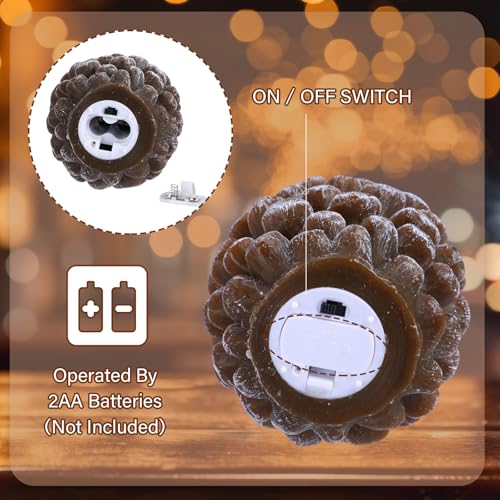 2-Pack LED Pine Cone Flameless Candles - Battery Operated Holiday Decor