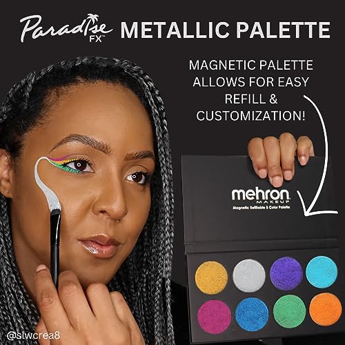 Mehron Makeup Paradise FX Metallic Face Paint Palette - Water-Activated, Neon Colors