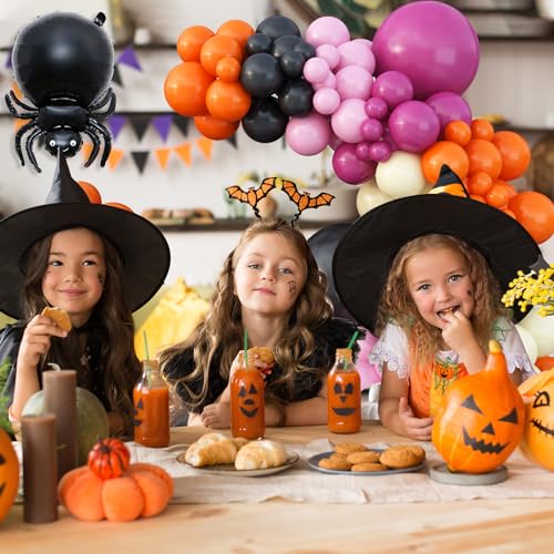 Halloween Balloons Garland Kit with Foil Ghost Spider Bat & Pastel Balloons