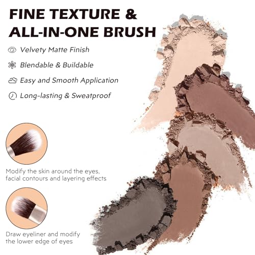 Matte Eyeshadow Palette 5 Colors - Neutral Nude Taupe Dark Brown - Variation 06#