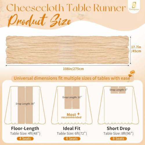Beige Cheesecloth Table Runner 17x108 Inches - Pack of 12, Boho Home Decor