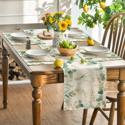 Eucalyptus Summer Placemat Set - 12 x 18 Inch Rectangular Beige Pack of 4