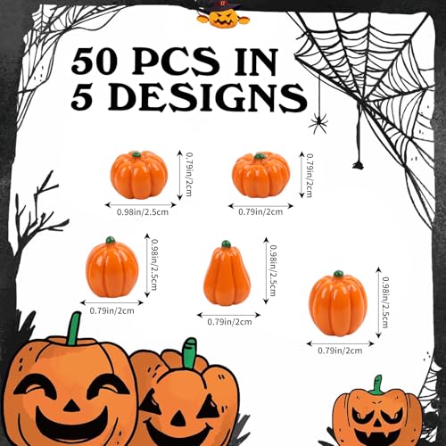Mini Resin Pumpkins Set for Fall Halloween Thanksgiving Crafts - 50 Pieces