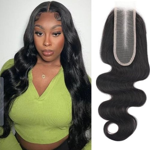 KRN 2x6 HD Lace Closure Body Wave, 0.1mm Ultra-thin Invisible Swiss HD Lace Pre Plucked with Baby Hair Long Deep Parting 2x6 Body Wave Closure Virgin Hair 16Inch