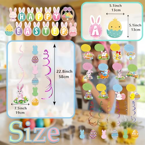 Easter & Birthday Banner Garland Set - Bunny, Chick, Egg Decorations for Parties