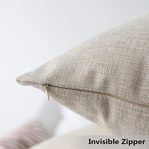 24x24 Inch Set of 2 Linen Pillow Shams - Light Beige European Cushion Covers