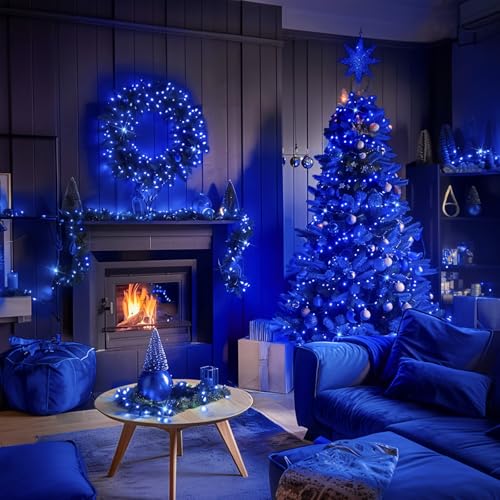 Blue LED Christmas Fairy Lights 8 Pack 50 Bulbs Battery Operated Indoor Outdoor