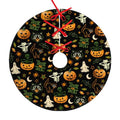 Halloween Tree Skirt 36 Inch Black Ghost Pumpkin Skull Cats Xmas Decor Festive Tree Mat