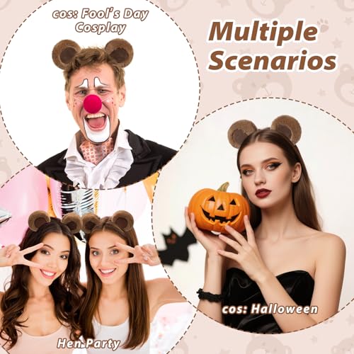 Dark Brown Bear Ears Headband with Movable Plush Ears - Cosplay Costume Accessory