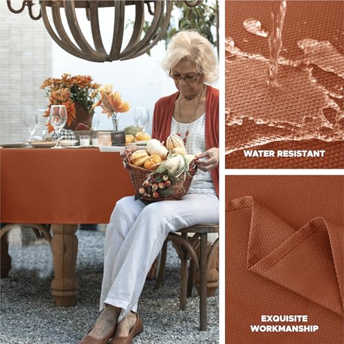 Fall Square Tablecloth 70x70 Inches - Rust Autumn Fabric for Dining & Events