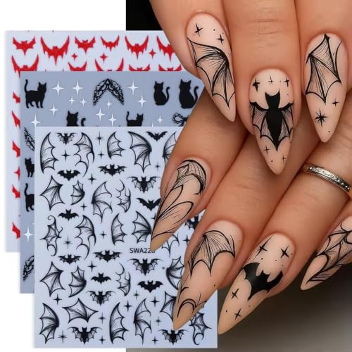 Halloween Nail Stickers Set - Ghost, Pumpkin, Bat & Cat Designs - Halloween02