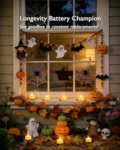 Ivory Battery Operated Tea Lights Candles 12 Pack - Flameless, Safe, Long-Lasting