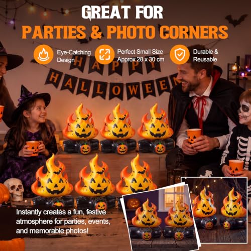 Halloween Inflatable Pumpkin Campfire Props - 2 Pieces, Safe Decor