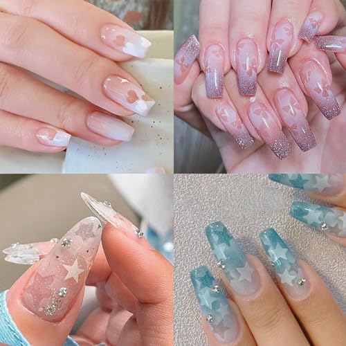 French Tip Nail Stencils & Stickers Set with Tweezer & Pusher - Style-2