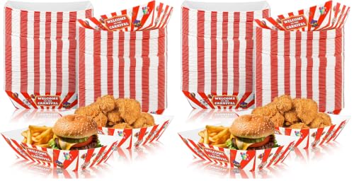 Carnival Themed Disposable Food Trays - 200 Pack for Parties & Events
