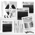 Fox Eye Lash Clusters Kit - 4 Styles with Bottom Lashes, 60D/80D/100D, Fox Eye Variation