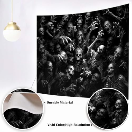 Halloween Skeleton Ghouls Backdrop Black 96 x 72 Inch for Haunted Parties