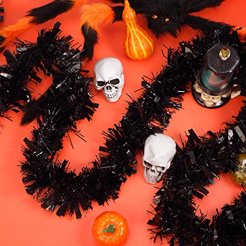 Black Tinsel Garland Set - Metallic Glitter Decorations for Parties & Holidays