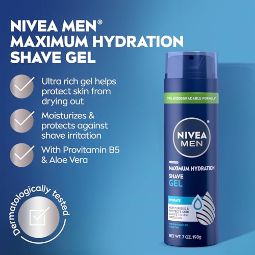 Men's Hydrating Shave Gel with Aloe Vera & Provitamin B5 - 3 Pack, 7 Oz