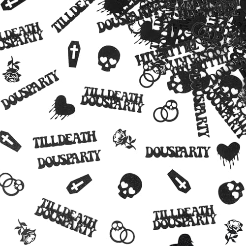 Halloween Bachelorette Confetti Set - Gothic Skull Heart Glitter Decor, 115pcs