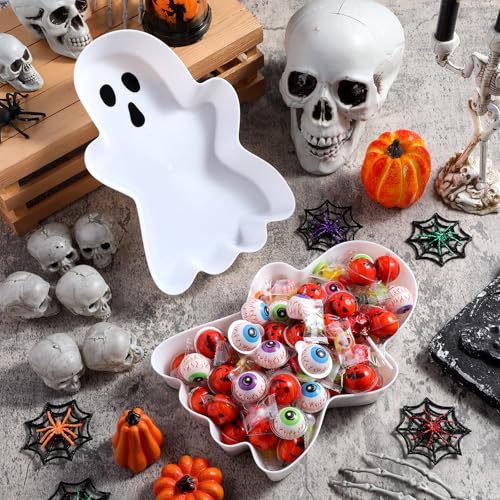 Halloween Ghost Candy Bowls Set - Spooky Boo Plastic Serving Trays, 2 Pieces