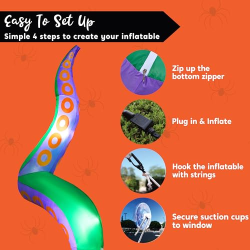 Halloween Inflatable Octopus Tentacle Decor with LED Lights for Yard & Window