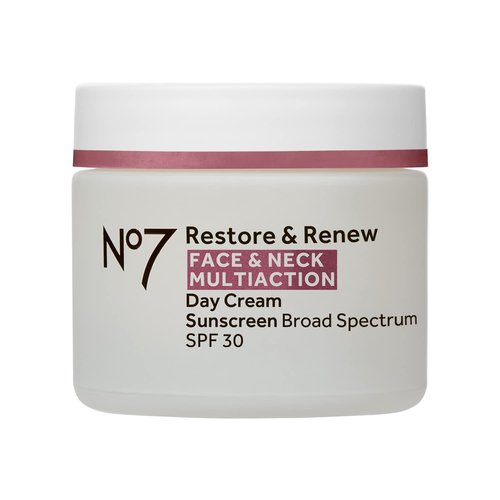 No7 Restore & Renew Multi Action Face & Neck Cream - Anti-Aging Moisturizer with SPF 30 - Hydrates & Firms Crepey Skin - Infused with Hyaluronic Acid, Peptides & Ceramides (1.69 Oz)