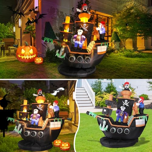 Giant 7FT Pirate Ship Halloween Inflatable Outdoor Decor - Vigdur