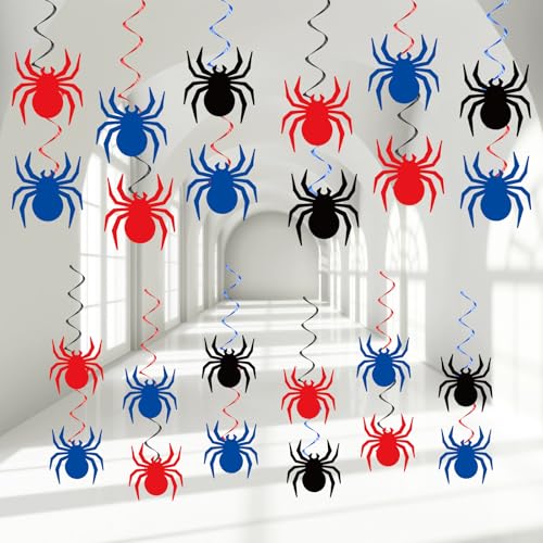 72pcs Super Theme Hero Hanging Swirl Decorations Spider Web Party Supplies