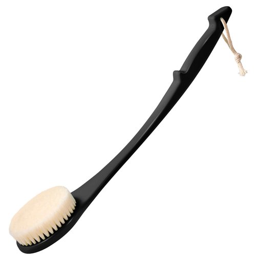 Back Scrubber for Shower, 17-Inch Shower Brush for Men and Women, Long Handle Exfoliating Body Brush, Medium Bristle Stiffness for Dry or Wet Brushing (Black)