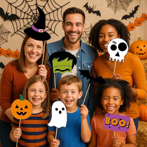 22PCS Halloween Photo Booth Props Set Spooky & Fun Party Decorations