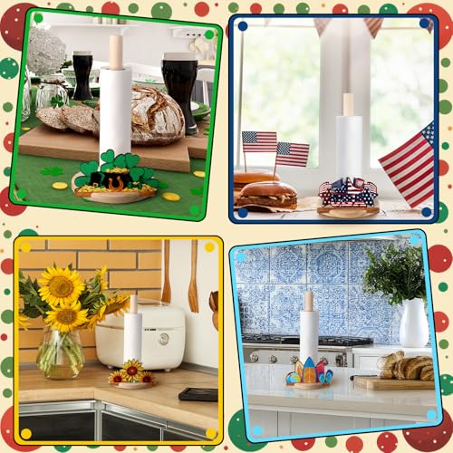 Interchangeable Wooden Paper Towel Holder with Holiday Signs - Classic